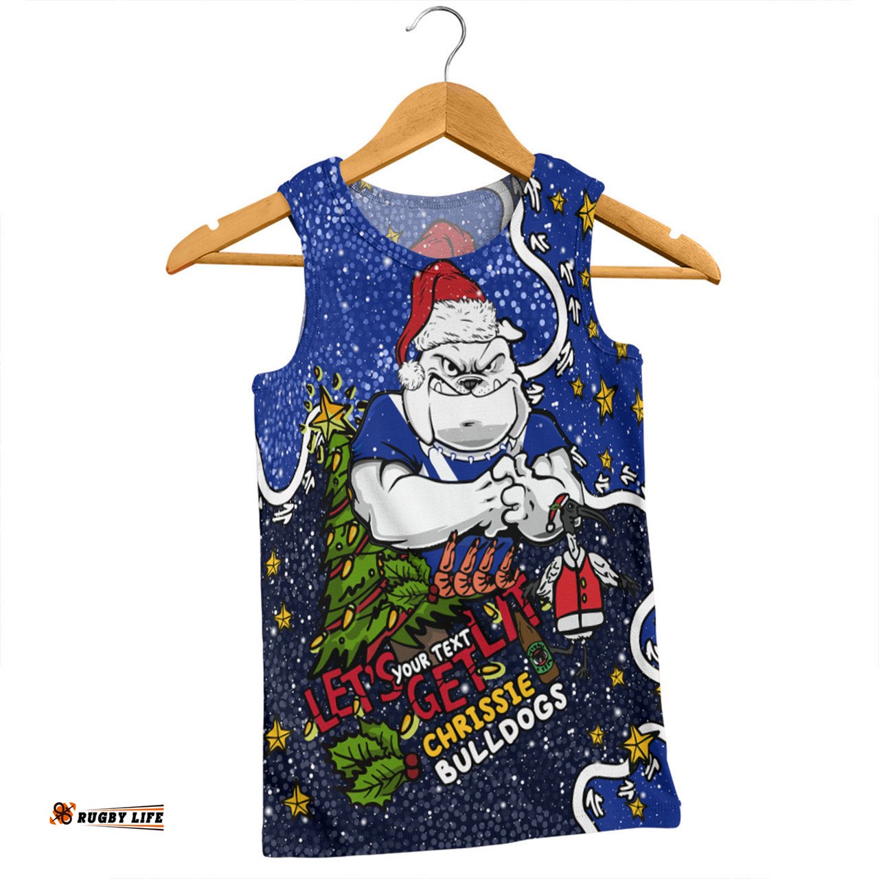Canterbury-Bankstown Bulldogs Christmas Custom Men Singlet - Let's Get Lit Chrisse Pressie Men Singlet