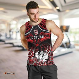 Personalised Dragons Rugby Men Tank Top Saints 1998 Aboriginal Mix Polynesian Pattern