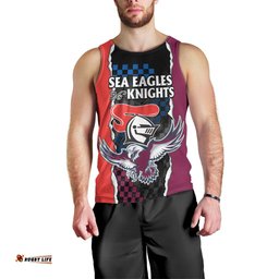 (Custom Text And Number) NRL Combine Knights Sea Eagles Men Tank Top Sporty Style