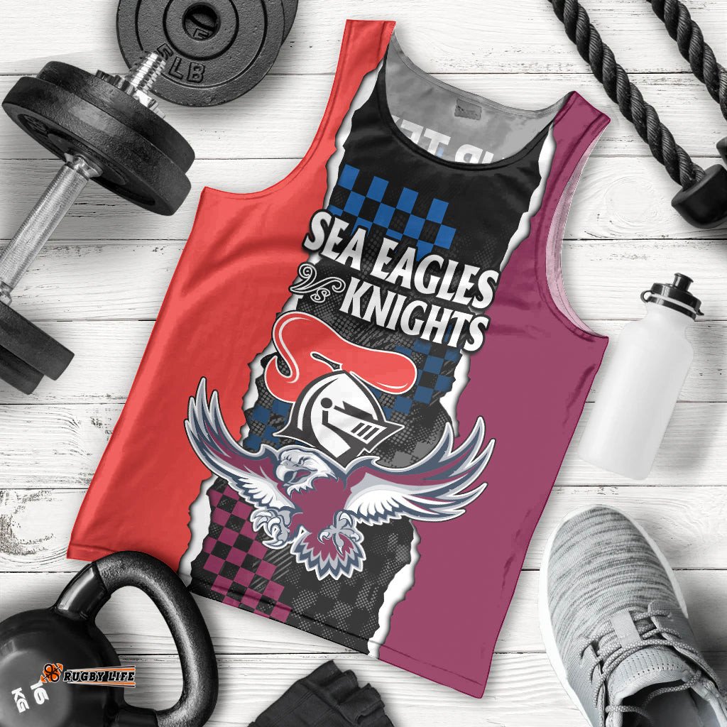 (Custom Text And Number) NRL Combine Knights Sea Eagles Men Tank Top Sporty Style