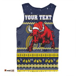 North Queensland Cowboys Christmas Custom Men Singlet - Ugly Xmas And Aboriginal Patterns For Die Hard Fan Men Singlet
