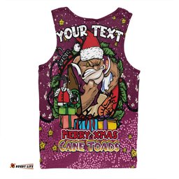 Queensland Cane Toads Christmas Custom Men Singlet - Merry Christmas Our Beloved Team With Aboriginal Dot Art Pattern Men Singlet