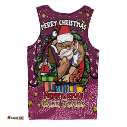 Queensland Cane Toads Christmas Custom Men Singlet - Merry Christmas Our Beloved Team With Aboriginal Dot Art Pattern Men Singlet
