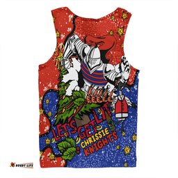 Newcastle Knights Christmas Custom Men Singlet - Let's Get Lit Chrisse Pressie Men Singlet