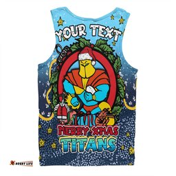 Gold Coast Titans Christmas Custom Men Singlet - Merry Christmas Our Beloved Team With Aboriginal Dot Art Pattern Men Singlet