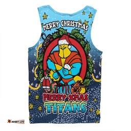 Gold Coast Titans Christmas Custom Men Singlet - Merry Christmas Our Beloved Team With Aboriginal Dot Art Pattern Men Singlet