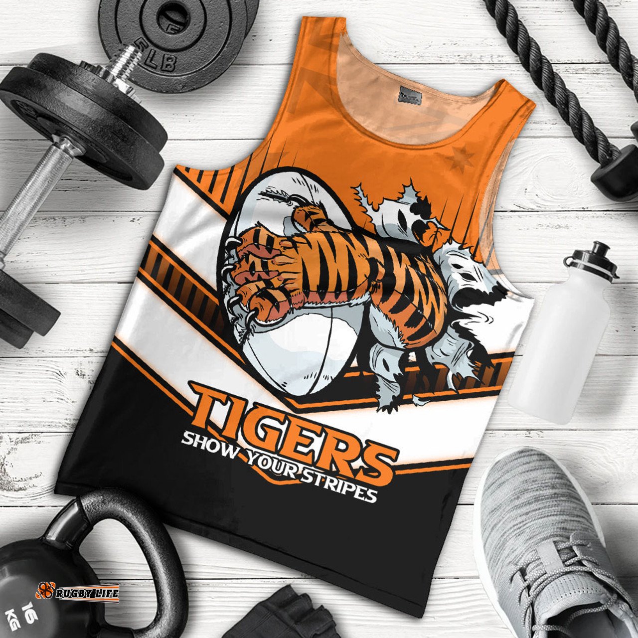 Wests Tigers Men's Tank Top - Wests Tigers Mascot With Australia Flag