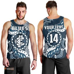 (Custom Text And Number) Carlton Football Men Tank Top Blues 1864 Boomerang Indigenous Artsy