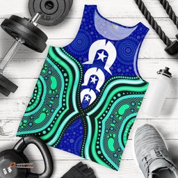 Torres Strait Men's Tank Top - Torres Strait Symbol And Aboriginal Patterns