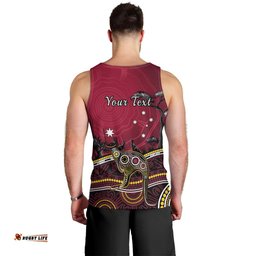 Personalised June 6 Queensland Day Men Tank Top Australian Aboriginal Art