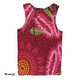Australia Flowers Aboriginal Men Singlet - Pink Bottle Brush Flora In Indigenous Painting Men Singlet