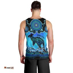 Personalised Australia Aries Kangaroo Zodiac Men Tank Top Auz Astrology Aboriginal - Aqua