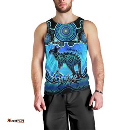 Personalised Australia Aries Kangaroo Zodiac Men Tank Top Auz Astrology Aboriginal - Aqua