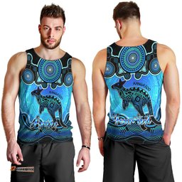Personalised Australia Aries Kangaroo Zodiac Men Tank Top Auz Astrology Aboriginal - Aqua