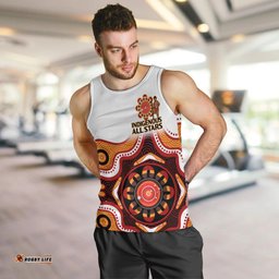 (Custom Text And Number) Australia Indigenous Rugby Men Tank Top All Stars Aborigine Dreamtime White Version