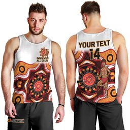 (Custom Text And Number) Australia Indigenous Rugby Men Tank Top All Stars Aborigine Dreamtime White Version