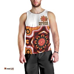 (Custom Text And Number) Australia Indigenous Rugby Men Tank Top All Stars Aborigine Dreamtime White Version