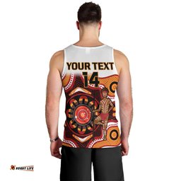 (Custom Text And Number) Australia Indigenous Rugby Men Tank Top All Stars Aborigine Dreamtime White Version