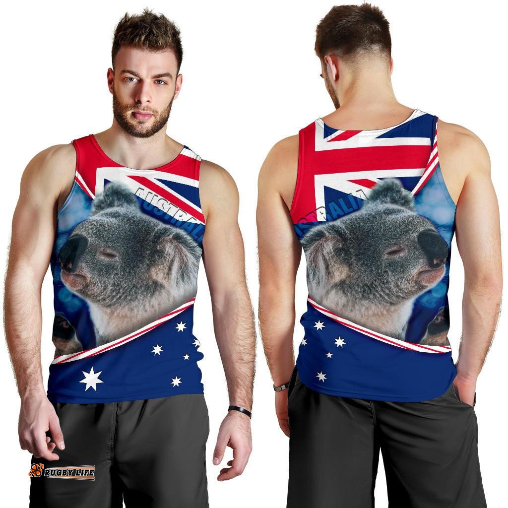 Tank Top - Australia Flag and Coat Of Arms Tank Koala 3D - Men