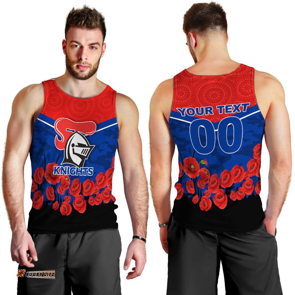 (Custom Personalised) Newcastle Knights Anzac Day Indigenous Art Men Tank Top -