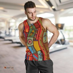 Men's Tank Top - Aboriginal Art With Animals