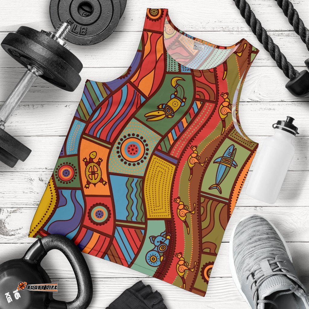 Men's Tank Top - Aboriginal Art With Animals