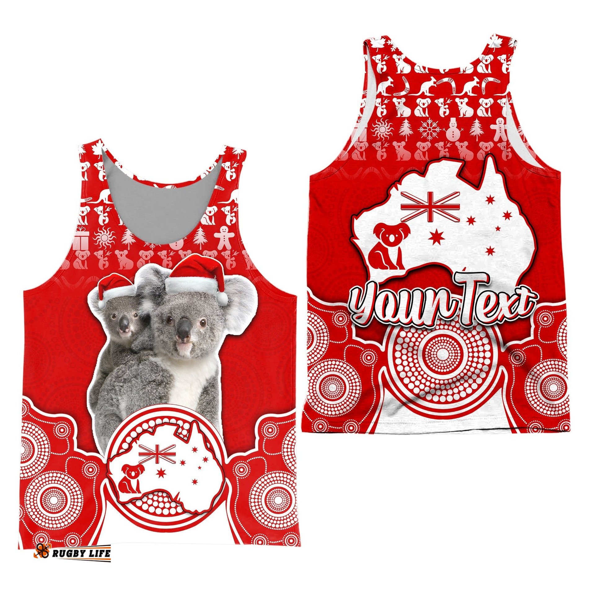 (Custom Personalised) Australian Koala Christmas Vibe With Aboriginal Dot Painting Style No1 Men TankTop