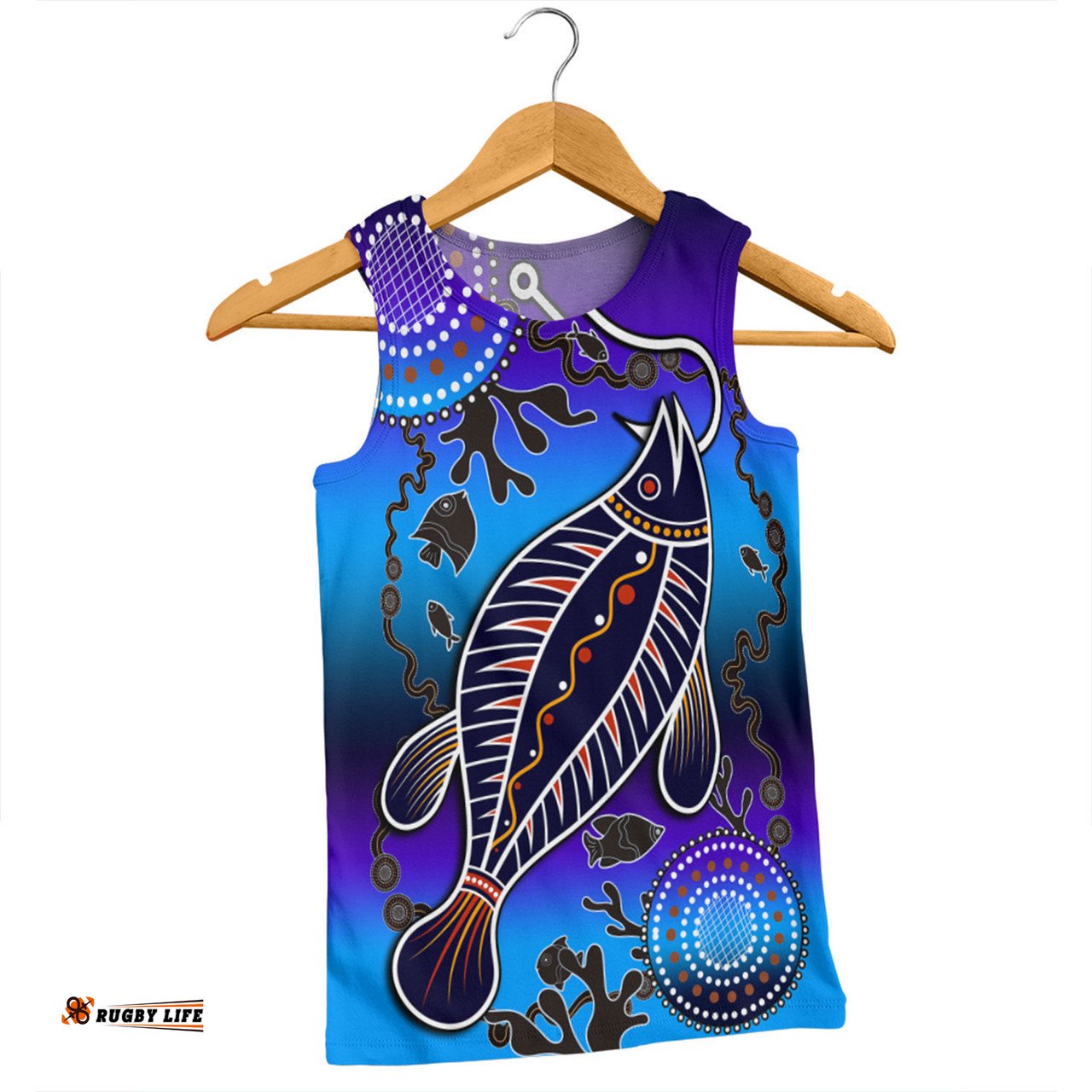 Australia Fishing Aboriginal Fishing Custom Men Singlet - Hooked On Fishing With Aboriginal Patterns Men Singlet