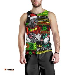 Penrith Panthers Men Tank Top - Christmas Snowflakes Penrith Panthers Mascot Men Tank Top