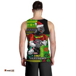 Penrith Panthers Men Tank Top - Christmas Snowflakes Penrith Panthers Mascot Men Tank Top