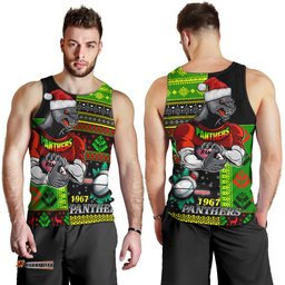 Penrith Panthers Men Tank Top - Christmas Snowflakes Penrith Panthers Mascot Men Tank Top