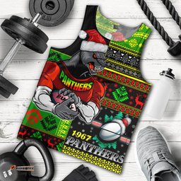 Penrith Panthers Men Tank Top - Christmas Snowflakes Penrith Panthers Mascot Men Tank Top
