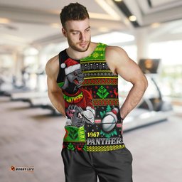 Penrith Panthers Men Tank Top - Christmas Snowflakes Penrith Panthers Mascot Men Tank Top