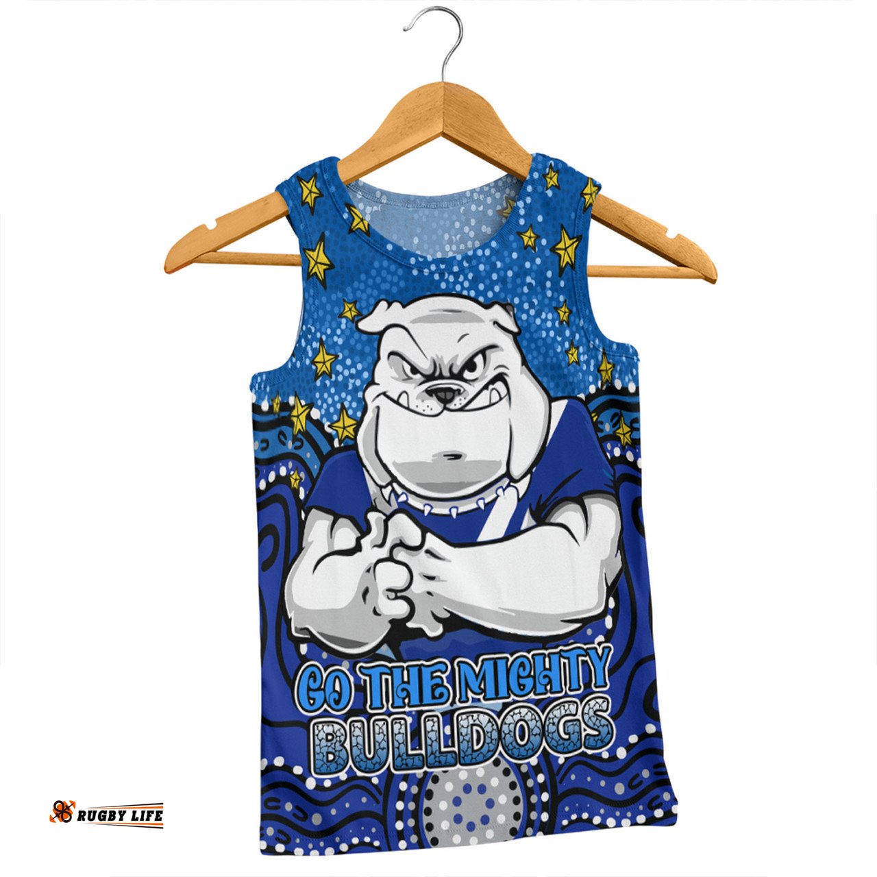 Canterbury-Bankstown Bulldogs Custom Men Singlet - Custom With Aboriginal Inspired Style Of Dot Painting Patterns  Men Singlet