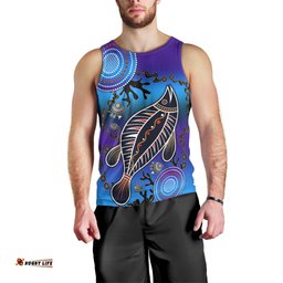 Australia Fishing Men Tank Top Hooked On Fishing With Aboriginal Patterns