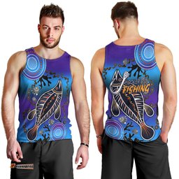 Australia Fishing Men Tank Top Hooked On Fishing With Aboriginal Patterns