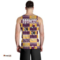 Brisbane Broncos Christmas Men Tank Top - Brisbane Broncos Merry Christmas Random Square Pattern Men Tank Top