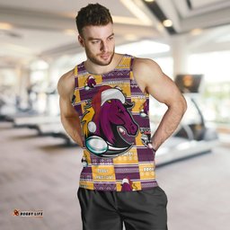 Brisbane Broncos Christmas Men Tank Top - Brisbane Broncos Merry Christmas Random Square Pattern Men Tank Top