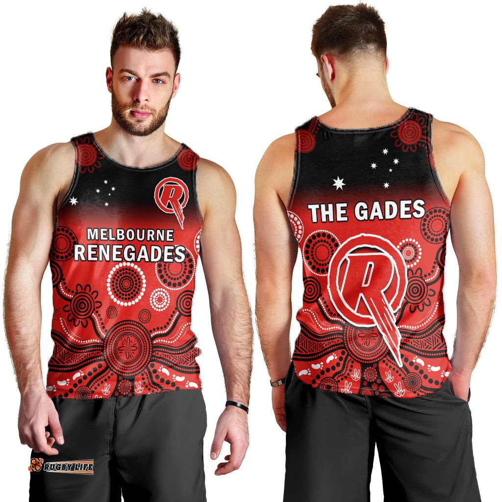 Melbourne Renegades Men Tank Top Gradient Aboriginal Dot Painting