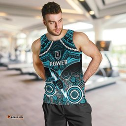 Port Adelaide Football Men Tank Top Power Aboriginal Mix Polynesian Pattern