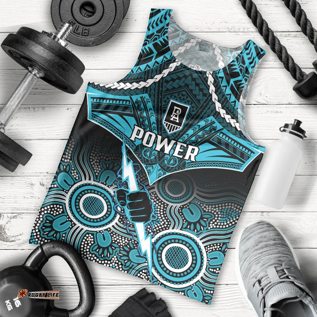 Port Adelaide Football Men Tank Top Power Aboriginal Mix Polynesian Pattern