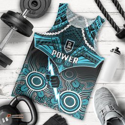 Port Adelaide Football Men Tank Top Power Aboriginal Mix Polynesian Pattern