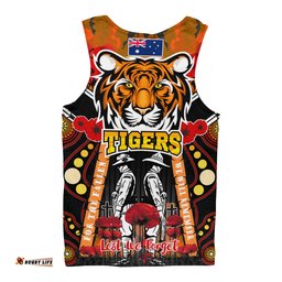 Australia Tigers Anzac Day Watercolour Men Tank Top - Custom Remembrance Tigers With Poppy Flower