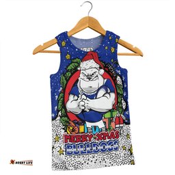 Canterbury-Bankstown Bulldogs Christmas Custom Men Singlet - Merry Christmas Our Beloved Team With Aboriginal Dot Art Pattern Men Singlet