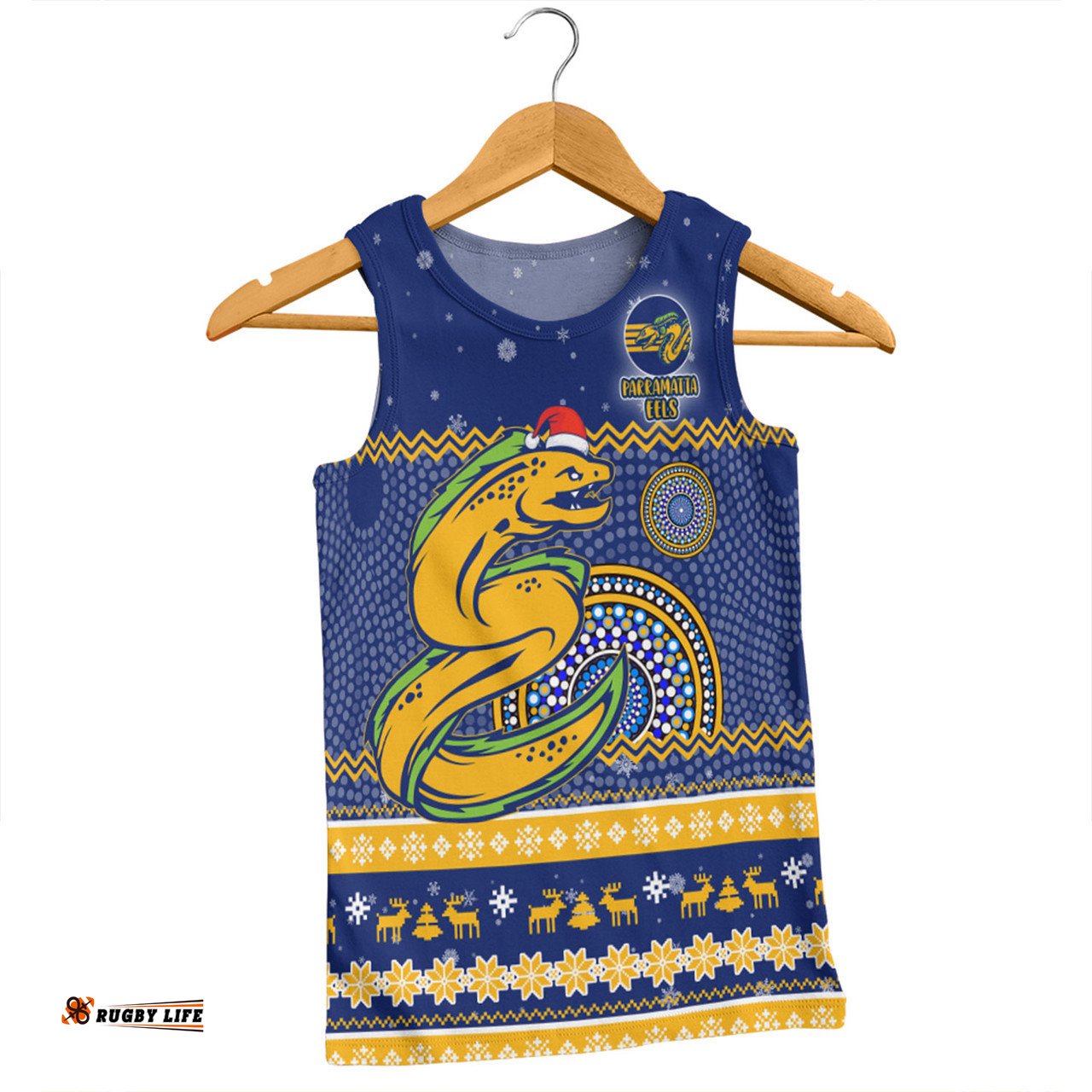 Amazing Aussie Parramatta Eels Christmas Custom Ugly Xmas And Aboriginal Patterns For Die Hard Fan Men Tank Top