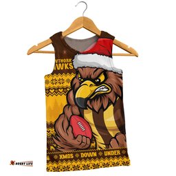 Amazing Aussie Hawthorn Merry Christmas Down Under Footy Power Style Men Tank Top