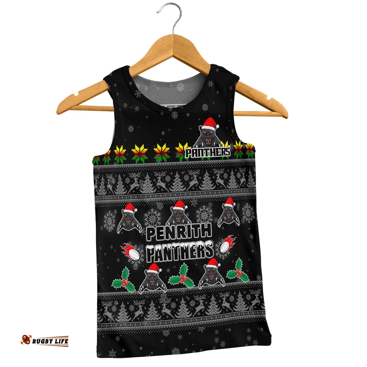 Penrith Panthers Christmas Custom Men Singlet - Special Ugly Christmas Men Singlet