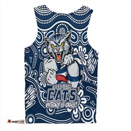 Amazing Aussie Geelong Cats Aboriginal Inspired Tough Fan Football For Life Men Tank Top