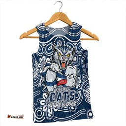 Amazing Aussie Geelong Cats Aboriginal Inspired Tough Fan Football For Life Men Tank Top