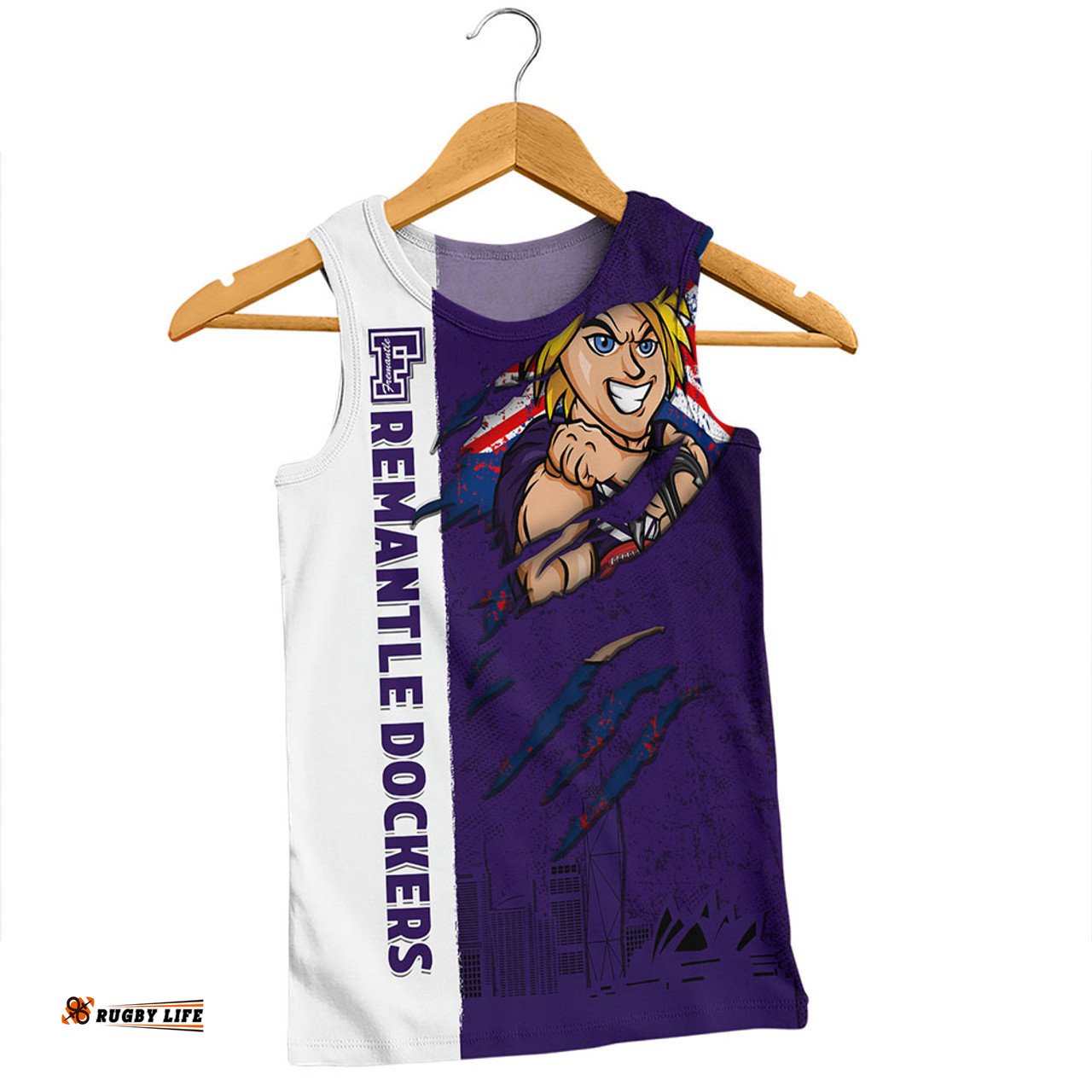 Amazing Aussie Fremantle Burning Passion Of Power Scratch Style Men Tank Top